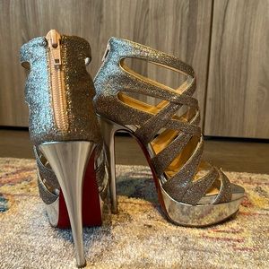 Christian Louboutin strappy glitter heels size 35